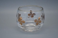 Set of 4 Vintage Gold Floral / Clover Motif Small Tumblers 2.5″ Mid Century
