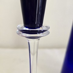 6 UNION STREET ASTA Cobalt Blue Champaign Flutes Hand Blown Art Glass GUY CORRIE