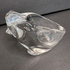 Vintage Sasaki Clear Crystal Glass 3D Owl Open Candy Bowl Nut Dish Japan Heavy