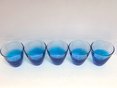 Blue Ombre Gradient 5 SMALL TUMBLERS DRINKING GLASSES 4″, Water Juice, Excellent
