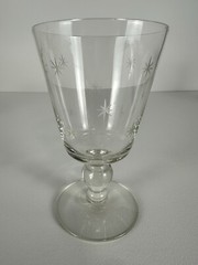 MCM Atomic Starburst Etched Vintage Short Stem Glass Goblet 5.5″