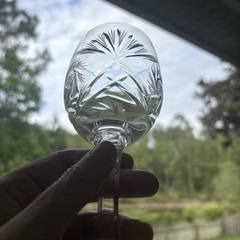 Zawiercie Hand Cut 24% Lead Crystal Wine Glasses – Poland Set of 4 – Starburst