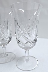 2 Mint Gorham Cherrywood Crystal Iced Tea Glasses 6 7/8″ Glass Stem Ice Beverage