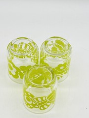 Libbey 3″ Juice Glasses Retro Bright Flowers Butterfly Groovy 1970’s Set of 3