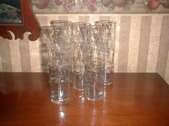 Set of 5 Tiki Bar 9″ Tall Bamboo Hi-Ball Clear Cocktail 16 Ounce Glasses