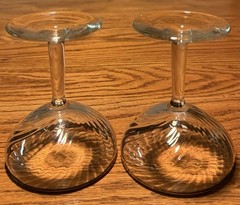 Vintage Elegant Glass Optic Swirl Sherbet Champagne Platinum Rim Pontil Set 2