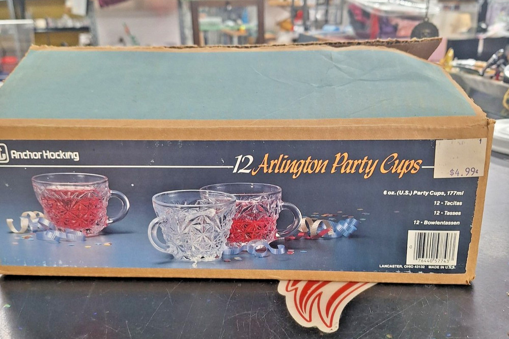 Anchor Hocking 12 Arlington Party Cups 6 Oz Clear Glass Vintage Style