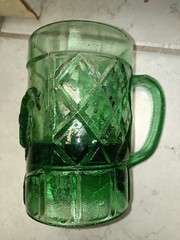 Vintage Pulque Aqua Light Green Chivo Goat Drinking Glass Goblet Mug Mexico