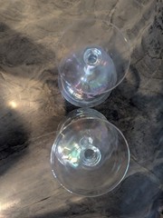 Iridescent Champagne Coupe Glasses Pair Vintage Rainbow Luster Stemware Barware