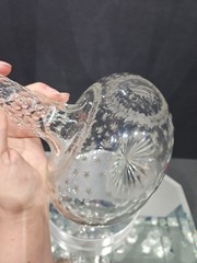 Wine Decanter w/ Monogram Star Diamond cut Glass Crystal Boston & Sandwich 1880s