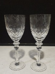 SET OF 2- Rogaska Gallia Crystal Etched Cut Stemmed Water Goblet 9-1/4”