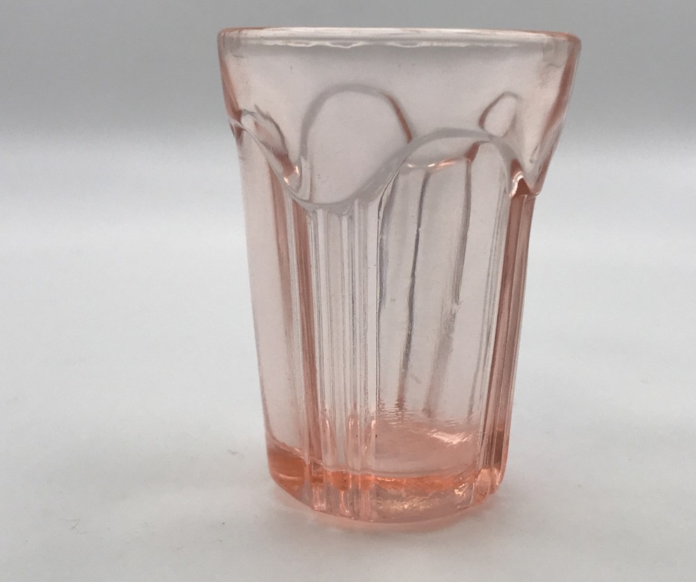 Hocking Pink Colonial Knife And Fork 2 1/2″ Height 1 1/2 oz. Whiskey Shot Glass