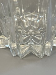 Vintage Gold Rim Pressed Glass Old Fashioned Rocks Tumbler Starburst Base MCM