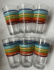 Libbey 6 Tumblers Fiesta Mambo All Colors Stripes 5 7/8” Tall 16 Ounces