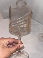 Set 5 80’s Glam Art Deco Geometric Blush Pink Acrylic Wine Cocktail Glasses Vtg
