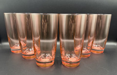Set Of 6 Libbey Pink Glass 16 Oz Tumblers