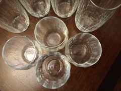 VINTAGE LIBBEY CRISA RIBBED Vertical Optic Clear Glass Set Of 8 Tumblers & Rock
