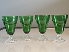 4 Vintage Anchor Hocking Forest Green Burple Boopie Bubble Water Goblet 6″