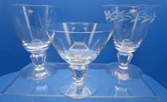 FOSTORIA GLASS (3) #6061 Lyric REGAL Cut Before After Glasses 1955-1958 Signed