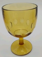 Bartlett Collins Amber Thumbprint Footed Stemmed Water Goblet Set of 4