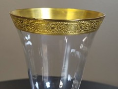 Genuine Discontinued TIFFIN Gold Encrusted Minton Optic Panel White Wine Glass