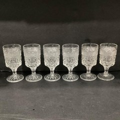 Anchor Hocking Wexford Wine Glasses, Set of 6, Diamond Cut Pattern Pressed Glass
