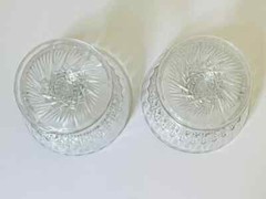 Pair Of Vintage Champagne Pressed Glasses Hobstar, Cane Pattern, Dessert Bowls