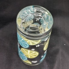 3 Vintage Mid Century Mod Yellow Blue White Flower 5.75″ Lemonade Glasses