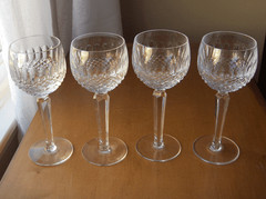 Waterford Colleen set of four hock wine goblets~Gothic mark~Ireland~Pristine