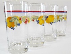 4 *NEW Corelle ABUNDANCE Fruit 16-oz GLASSES Iced Tea Tumblers Peach Cherries