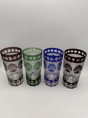 Cut To Clear MCM Tumbler Glasses Set Of 4 Vtg Godinger Shannon Crystal Shell