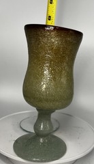 Vintage Murano Napoleone Martinuzzi Pulegoso Amber Seafoam Glass Goblet Venini