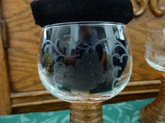 3 Roemer Beehive Wine Glasses Marigold Amber Etched Grapes Bacchus Germany