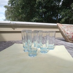 Vintage Star Sapphire Duz Promo Crystal Ice Blue Juice Glasses Set Of 6