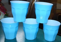 Set 5 DURALEX PICARDIE 8 oz PASTEL BLUE Drinking Cups Stackable Glasses FRANCE