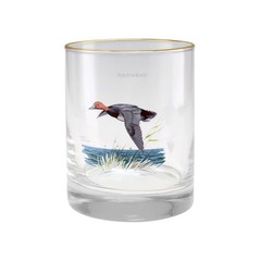 Culver Ned Smith 22k Gold Rim Waterfowl DOF Double Old-Fashioned Glasses, 13.5-O