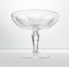 1940s Vintage Kosta-Boda Crystal Panel Coupe Compote Stem Bowl 5” Signed