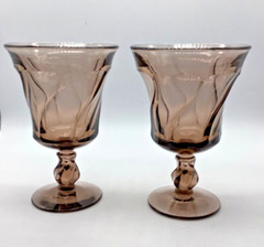 Vintage Goblets Fostoria Jamestown Brown Swirl Water/Wine 5 7/8”, Set of 2