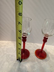 Set of 2 Godet Belgian White Chocolate Cordial Glasses red stem