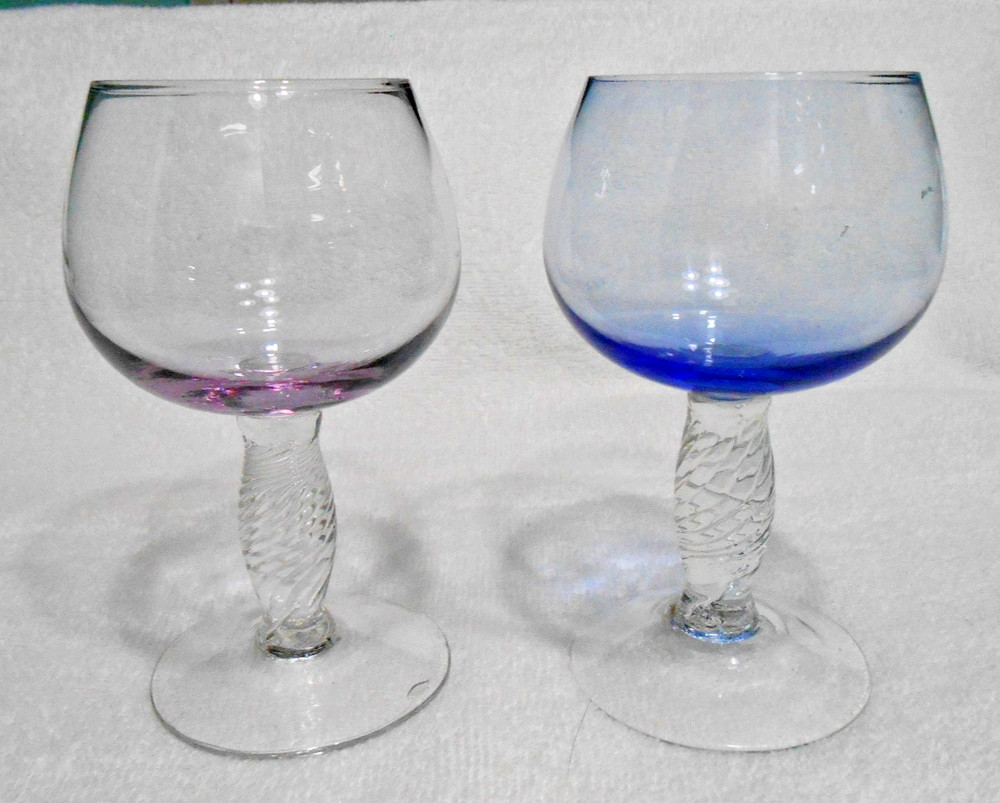 Italian Pastel Wine Goblets Pink & Blue