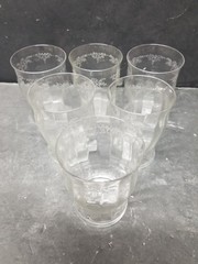 6 VTG FOSTORIA ETCHED WHEEL OPTIC PANEL TUMBLERS GLASSES 4″