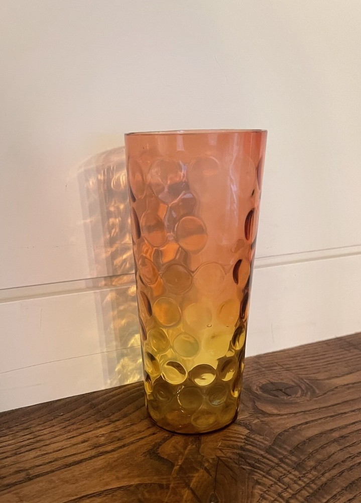 New England Glass Co. Victorian Amberina Baby Thumbprint Tall Optic Tumbler
