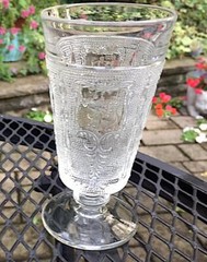 HEISEY #1590 ZODIAC 5 OUNCE FOOTED JUICE MARKED H WITH BUY IT NOW