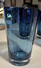 4 Anchor Hocking FLARE BLUE Sheer Thick Base 16 OZ Glass Tumbler 6” T X 3.5” W