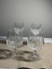 Wine & Brandy Heavy Itched Cut Crystal Glasses/ Cups 2 Count Of Both