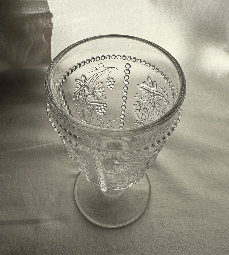EAPG Goblet. Pattern Beaded Grape, California State by Bryce, Ripley. US Glass