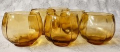 RARE Vintage Amber Glass Barware or Juice Glass Set of 6 Excellent!
