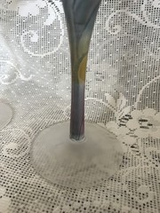 Set of 2 Rueven Nouveau Art Glass Handpainted Flared 9.75” Wine Water 12oz Stems