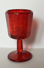 Westmoreland Ruby Red Glass Goblet Paneled Grape 4 Inch