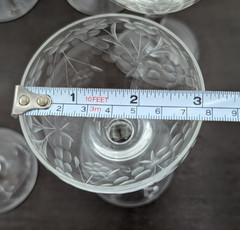 Set of 6 Vintage Champagne Coupe Etched Floral Toasting Glasses Petite